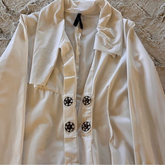 Porto San Francisco Designer Asymmetric White Jacket - Picture 8 of 10